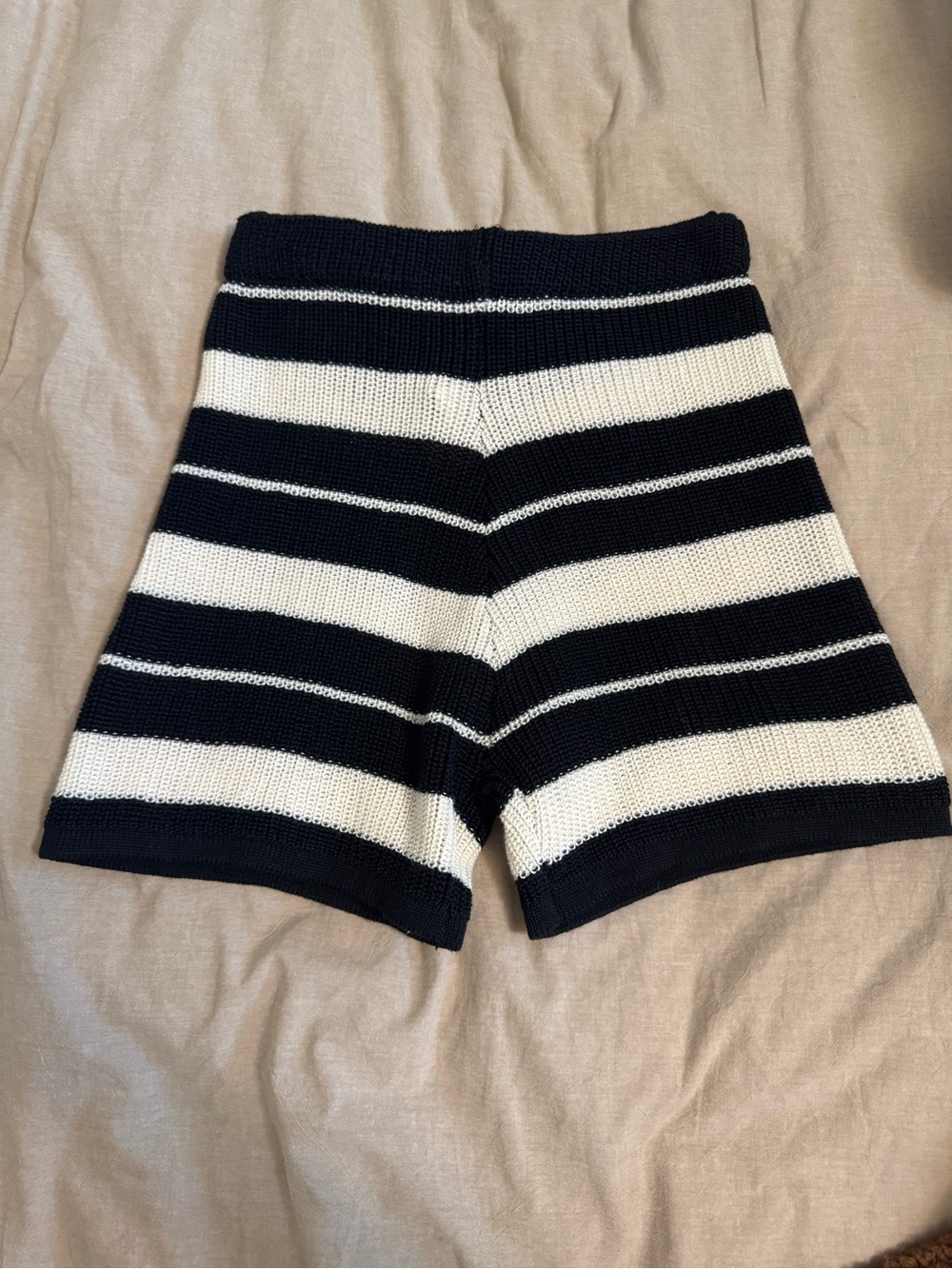 Striped Knit Women’s Shorts - Black & White
